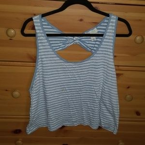 Striped Light Blue and White crop top